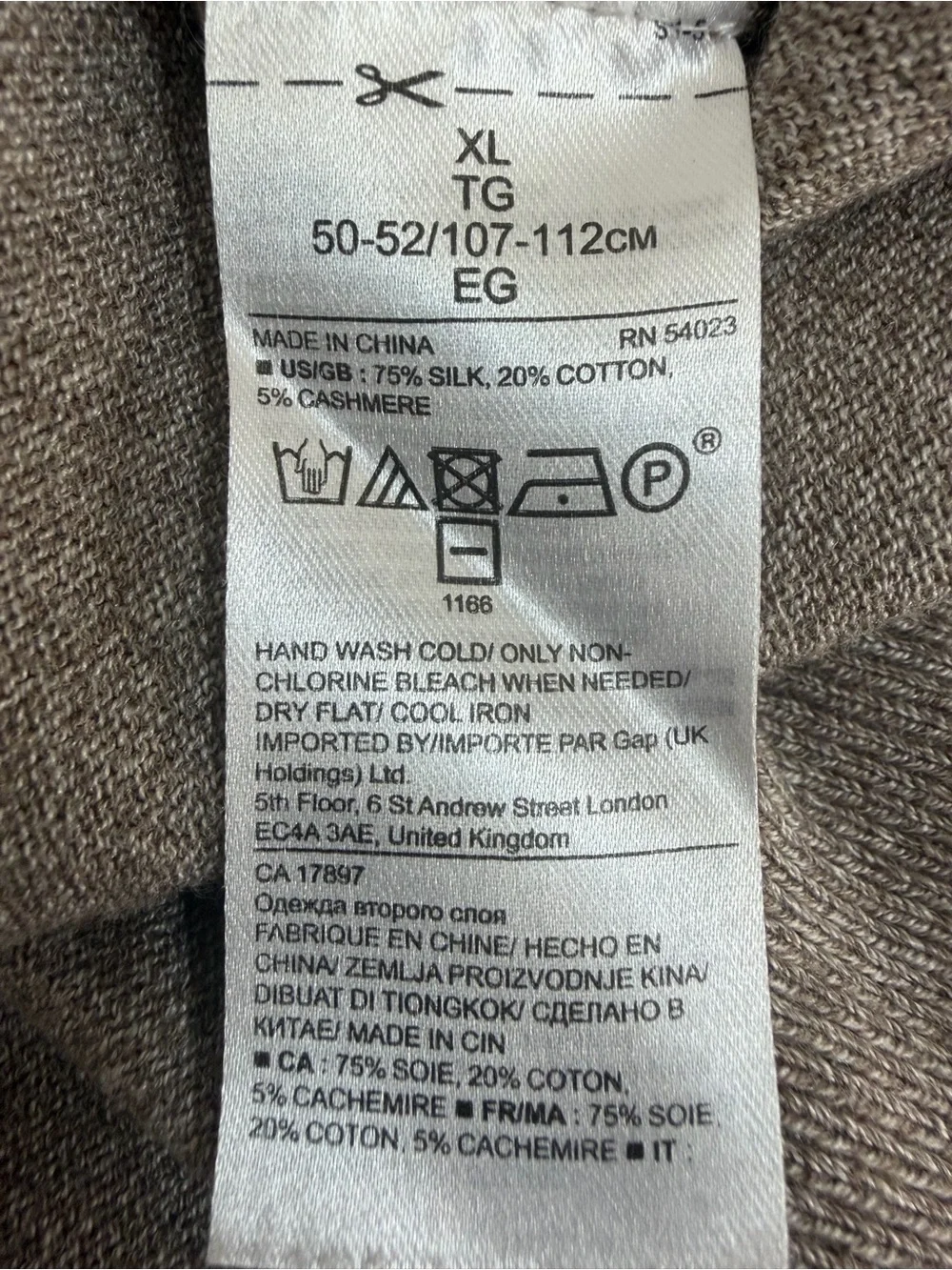 Banana Republic Luxury Blend Men’s V-Neck Sweater Heather Taupe Size XL